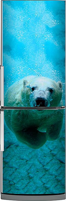 Магнитная панель на холодильник - Белый мишка под водой