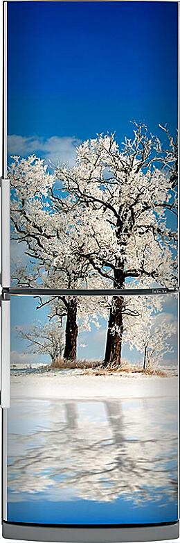 Магнитная панель на холодильник - Деревья зимой