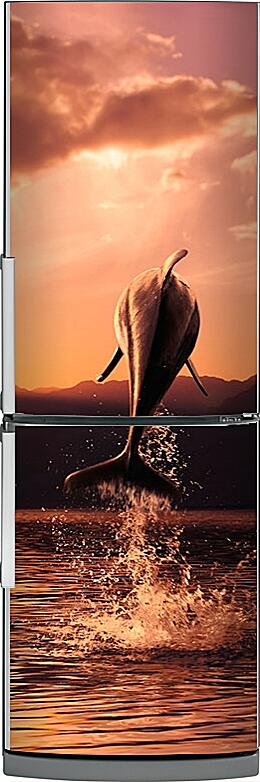 Магнитная панель на холодильник - Дельфин на закате